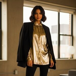 Vintage Anne Cimmins for UMI Collections Metallic Gold Blouse
